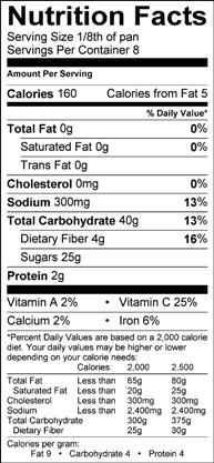 apple barley bake nutrition label