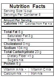 Chocolate Mousse Nutrition Label