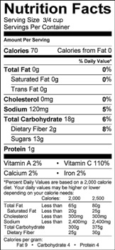 grilled pineapple nutrition label