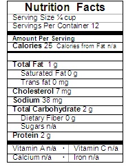 turkey gravy nutrition label