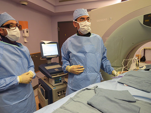 Paul Shyn, MD, performs a CT-guided irreversible electroporation in the liver.