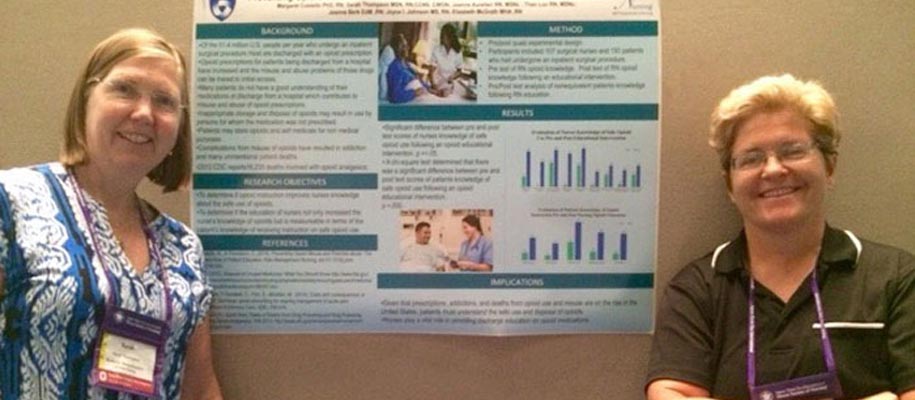 Fighting the Opioid Crisis with Education - Sarah Thompson, MSN, RN, CCNS, CWON, featured on the left in photo