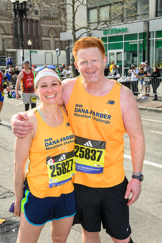 John and Dr. LeBoeuf after running the Boston Marathon.