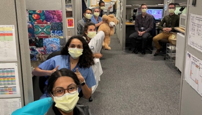 Anatomic Pathology residents sitting at cubicles
