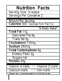 baked stuffed chicken nutrition label