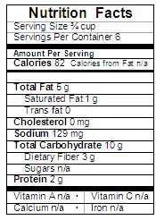 carrot_squash_saute nutrition label