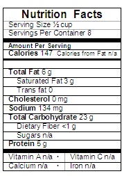 Chocolate Mousse Nutrition Label