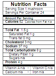 Stuffed portabella mushrooms nutrition label