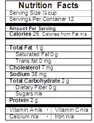 turkey gravy nutrition label