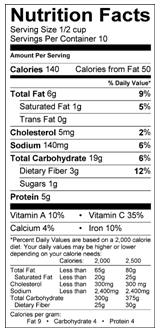 quinoa pilaf nutrition label