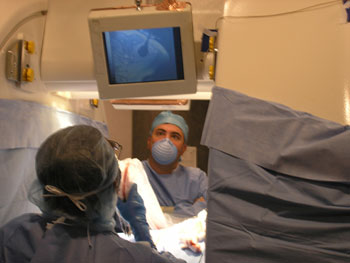 Kemal Tuncali, MD, views the iceball achieved.