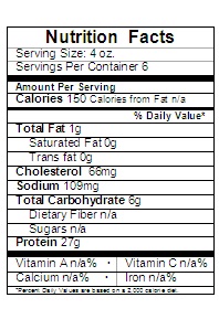 chicken with a light marinade nutrition label